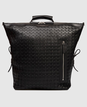 Serapian Чорний шкіряний рюкзак з логотипом SRMOSMLL732730A001