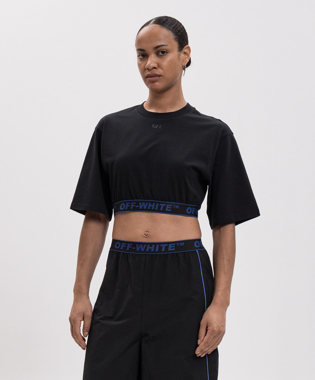Off-White Чорна укорочена футболка 2FA00610T зображення 3
