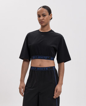 Off-White Чорна укорочена футболка 2FA00610T