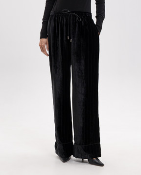 Ermanno Scervino Черные бархатные брюки с шелком D492P301XTC