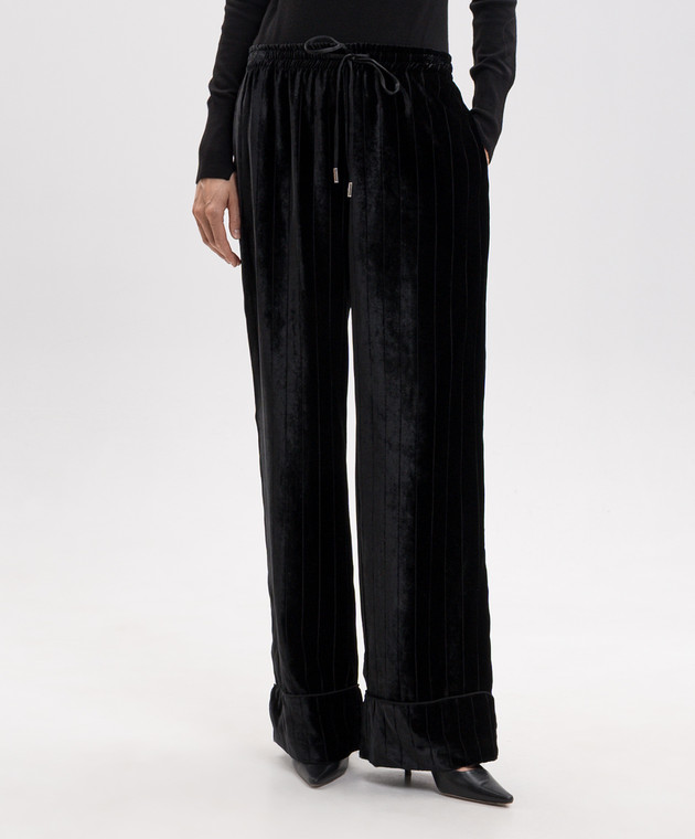 Ermanno Scervino Черные бархатные брюки с шелком D492P301XTC изображение 2