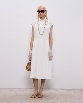 Valentino Біла сукня міді з вишивкою рішельє 8B3VAJR59VN