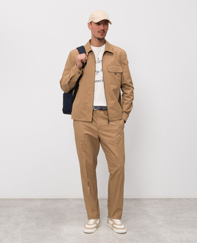 Moncler Коричневые брюки с нашивкой логотипа L10912A0002154ARP