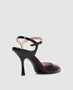 Stuart Weitzman Черные кожаные лакированные слингбеки Madison SN675