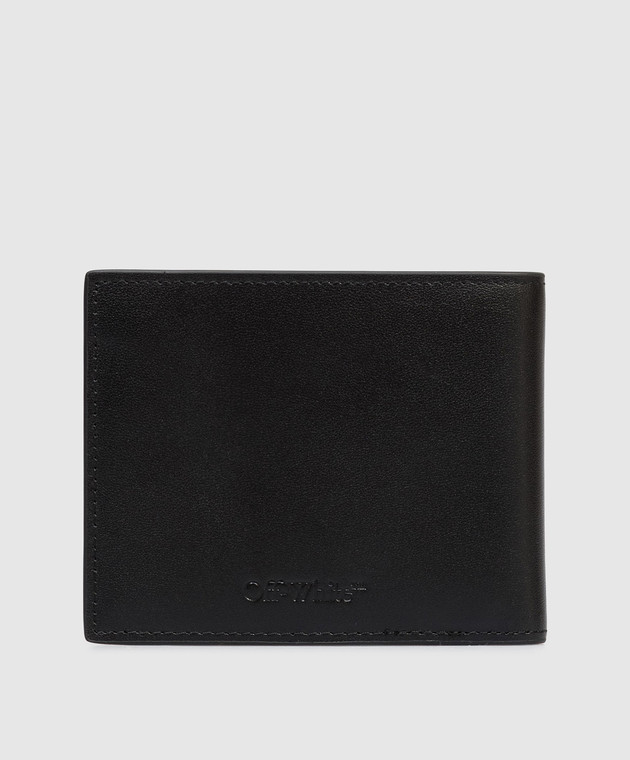 Off-White Чорне шкіряне портмоне з принтом логотипа OMNC085C99LEA001 зображення 2