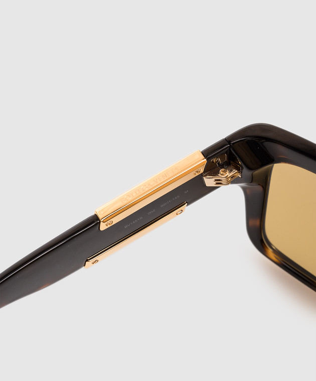 Bottega Veneta Коричневые солнцезащитные очки Injected Aviator с эффектом черепахового панциря 872385VBL80 изображение 4
