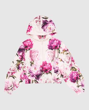 Dolce&Gabbana Детская розовая спортивная куртка в цветочный принт L5JWDMG7QWQ36
