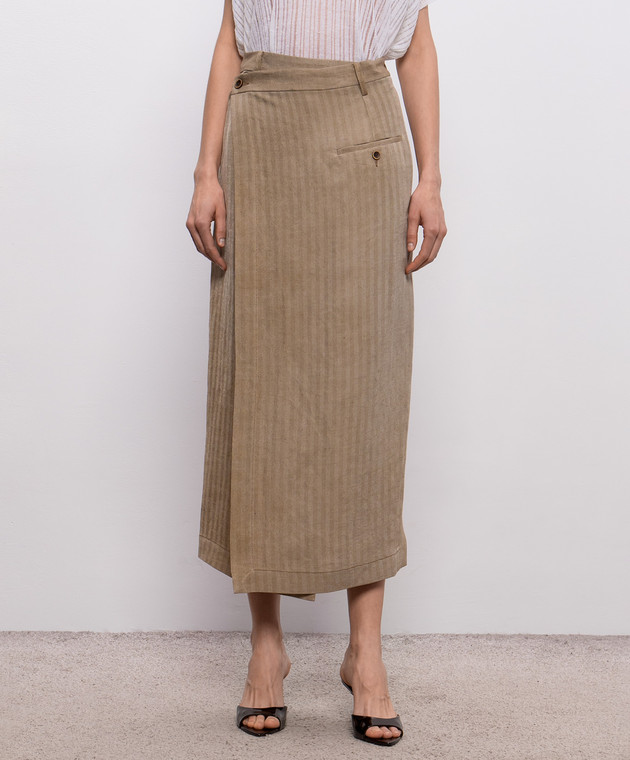 UMA WANG Бежева спідниця Grace з льоном UW2006 зображення 3