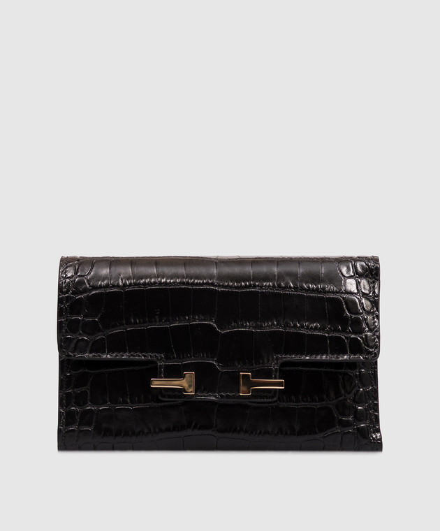 Tom Ford Черный кожаный портмоне AUBE с тиснением под кожу крокодила S0532LCL607P