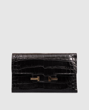 Tom Ford Черный кожаный портмоне AUBE с тиснением под кожу крокодила S0532LCL607P
