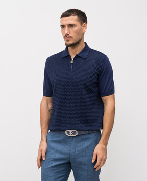 Stefano Ricci Синий замшевый ремень с монограммой логотипа N381SDC573P