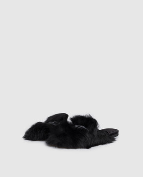 Dolce&Gabbana Чорні мюлі з хутром овчини CI0224A9Y93
