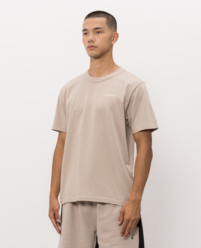 Off-White Бежева футболка з принтом логотипа 44MAA16MF26J00M