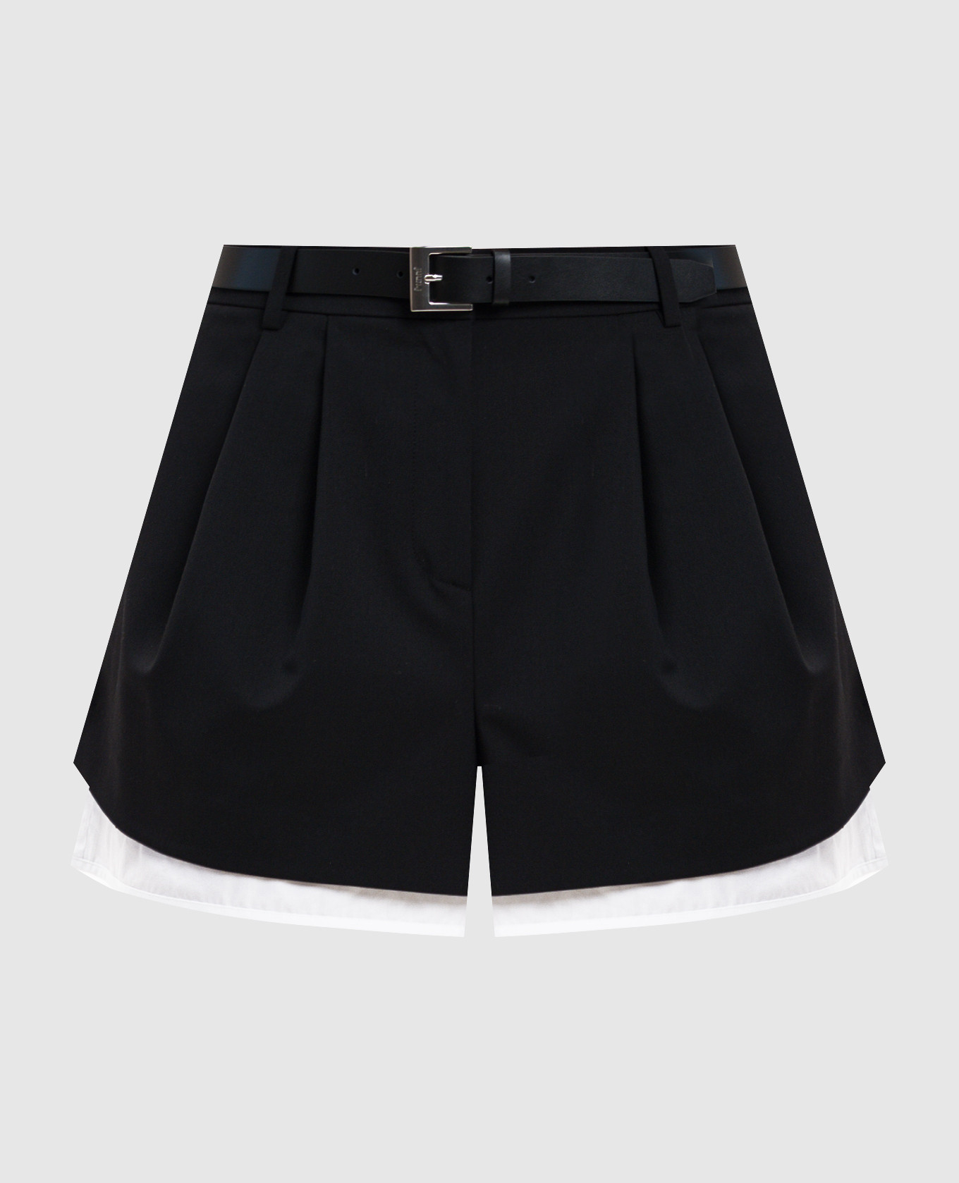 

Черные шорты с шерстью с поясом, Черный, Шорты