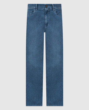 Stefano Ricci Сині джинси з фактурним логотипом M8T61B3130T5122