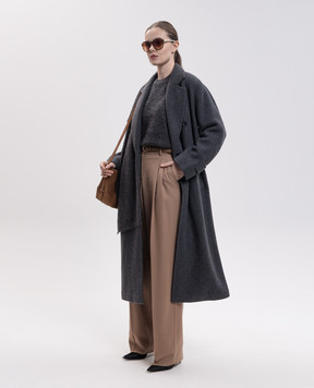 Max Mara Серое двубортное пальто CADMIO из кашемира MXMCADMIO