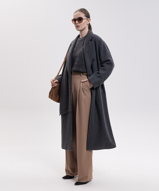 Max Mara Сіре двобортне пальто CADMIO з кашеміру MXMCADMIO зображення 2