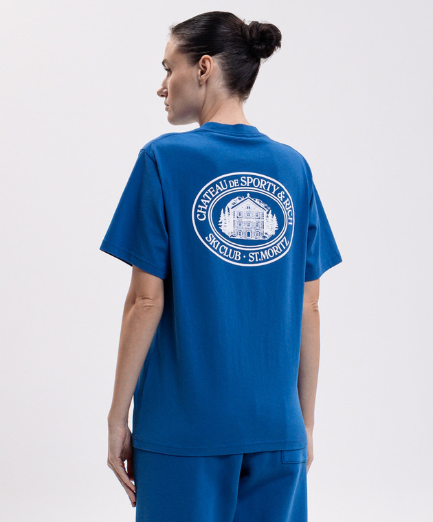 Sporty & Rich Синяя футболка с принтом TO11982279BL164 изображение 4