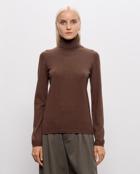 Brunello Cucinelli Коричневый гольф из кашемира и шелка M13800063
