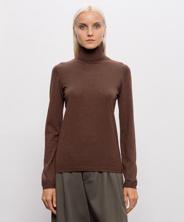 Brunello Cucinelli Коричневый гольф из кашемира и шелка M13800063 изображение 3