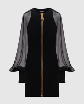 Balmain Черное платье мини HF1R9461MI60