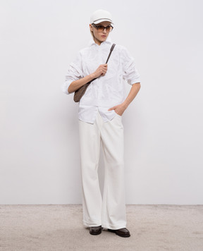 Brunello Cucinelli Белый ажурный жилет с льном с пайетками MDT771010