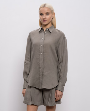Brunello Cucinelli Сіра сорочка з льону MA698MQ906