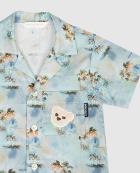 Palm Angels Детская голубая рубашка в принт PBDX001S26FAB001