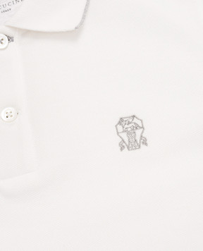 Brunello Cucinelli Детское белое поло с вышивкой эмблемы BE854T315B