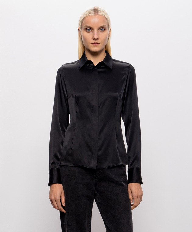 Jacob Lee Черная блуза из шелка WS0082AW26BS изображение 3