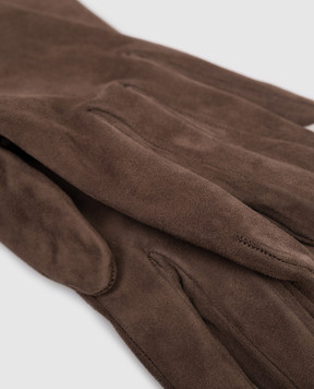 Brunello Cucinelli Коричневые замшевые перчатки MPCLF9005P
