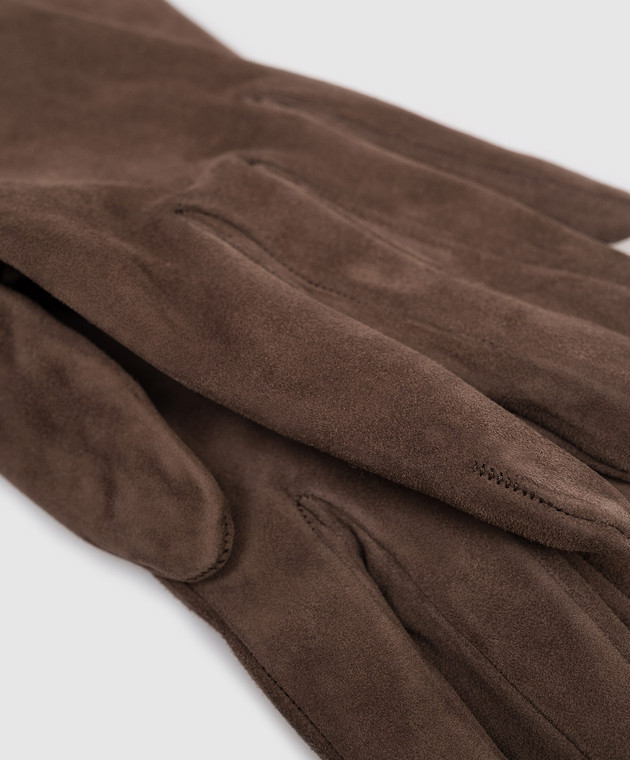 Brunello Cucinelli Коричневые замшевые перчатки MPCLF9005P изображение 3