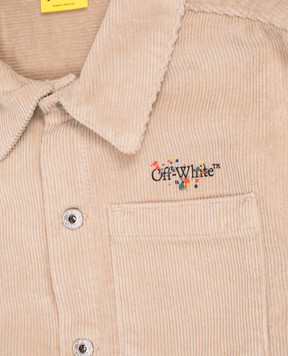 Off-White Дитяча бежева вельветова куртка в стилі сорочки 44BES001F5F001