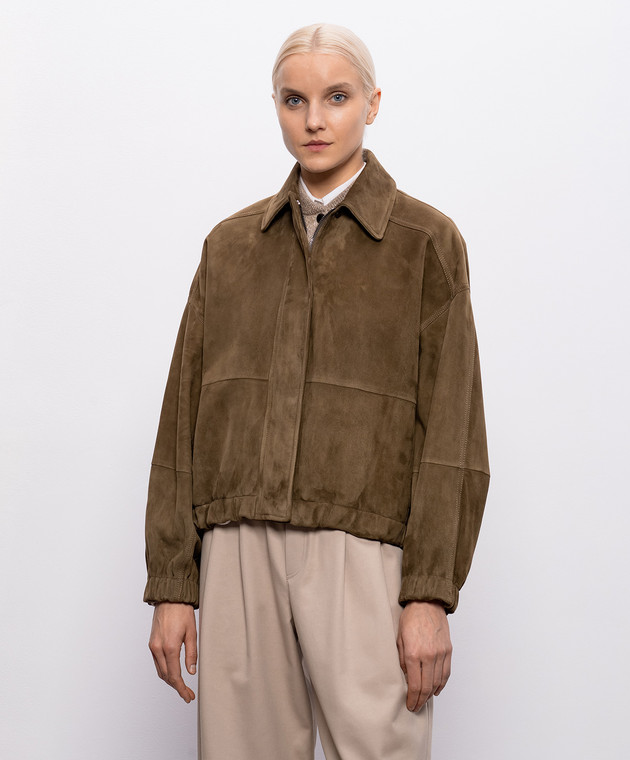Brunello Cucinelli Коричневая замшевая куртка MPCAI7594P изображение 3