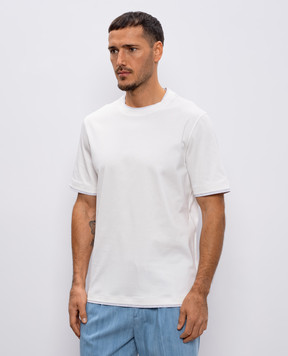 Brunello Cucinelli Белая футболка с эффектом наложения слоев M0B137427