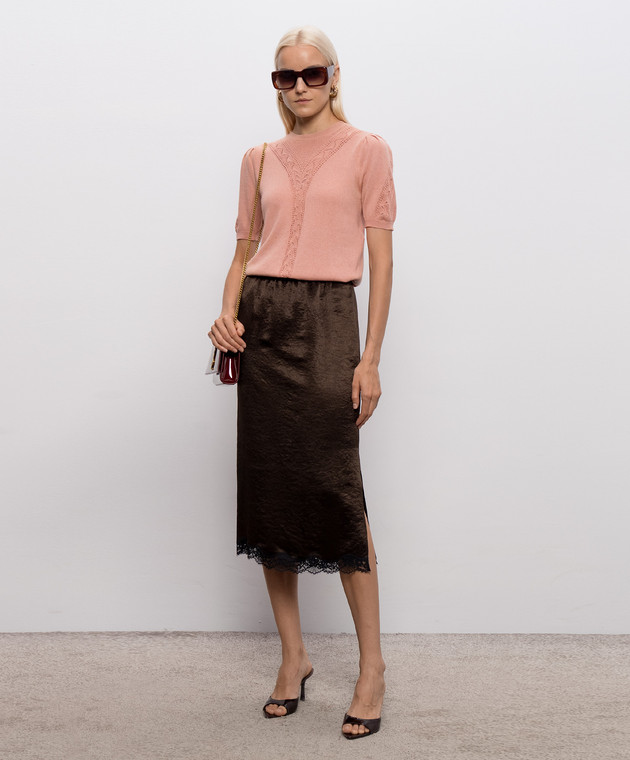 Twinset Коричнева спідниця з ефектом жатки 262TP2111 зображення 2