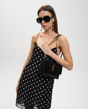 Saint Laurent Чорна шкіряна сумка крос-боді SUNSET 442906D420W