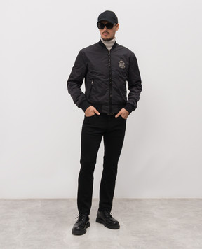 Dolce&Gabbana Чорний бомбер з геральдичною нашивкою логотипа G9ABPZGK292