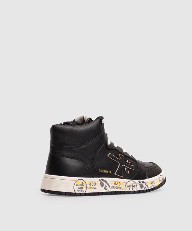 Premiata Детские черные кожаные хайтопы Marc 323694682735 изображение 3