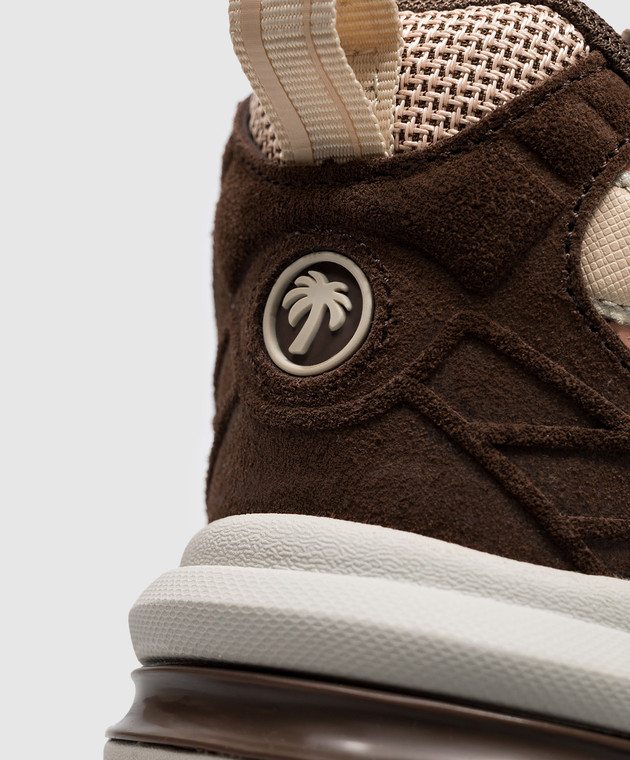 Palm Angels Коричневые комбинированные кроссовки Palm Runner PAWIA004FB001 изображение 5