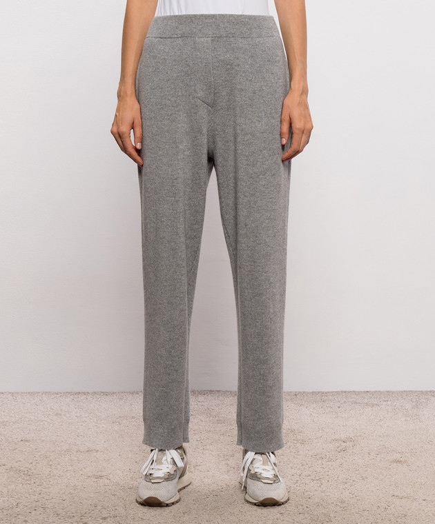 Brunello Cucinelli Серые спортивные брюки из кашемира M12250099 изображение 3
