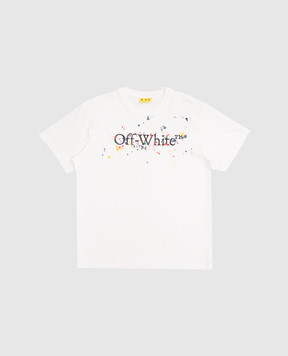 Off-White Дитяча біла футболка з принтом логотипа 44BAA002F5J005