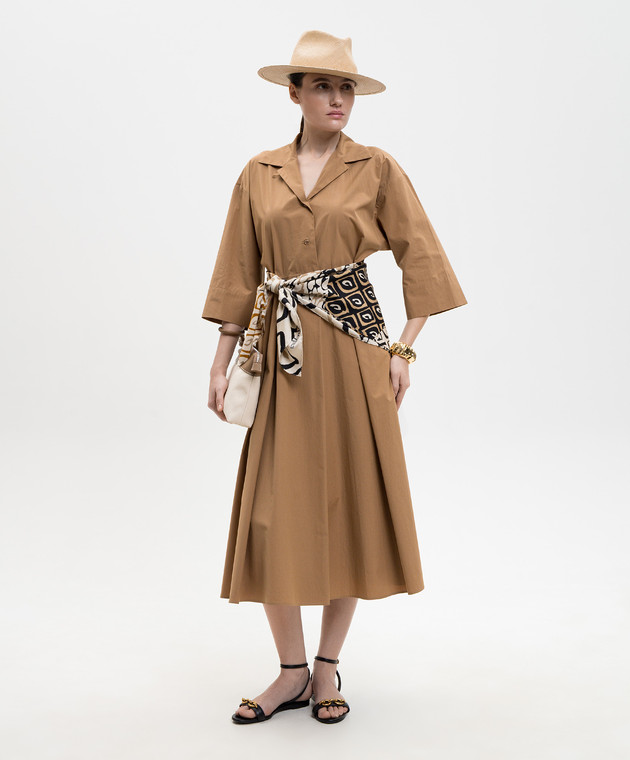 Max Mara Weekend Коричневое платье-рубашка PADANA с поясом WKDPADANA изображение 2