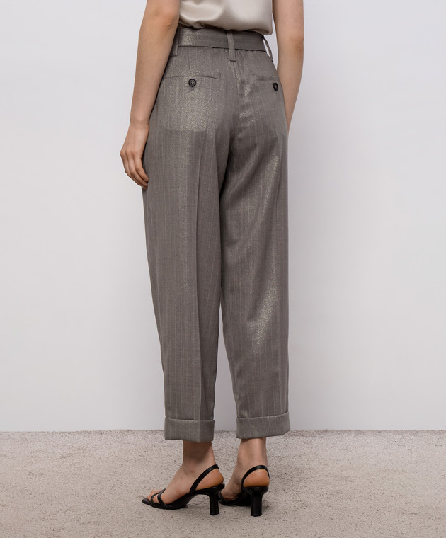 Brunello Cucinelli Сірі штани з вовни в смужку MP189P8995 зображення 4