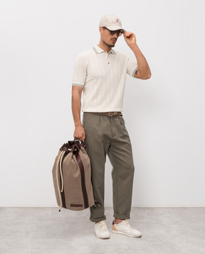 Brunello Cucinelli Брюки цвета хаки с льном MP44DH0690