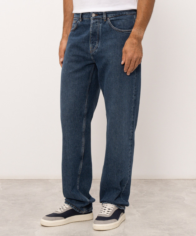 Trussardi Синие джинсы с вышивкой эмблемы P404HE04952NMJ390D46 изображение 3