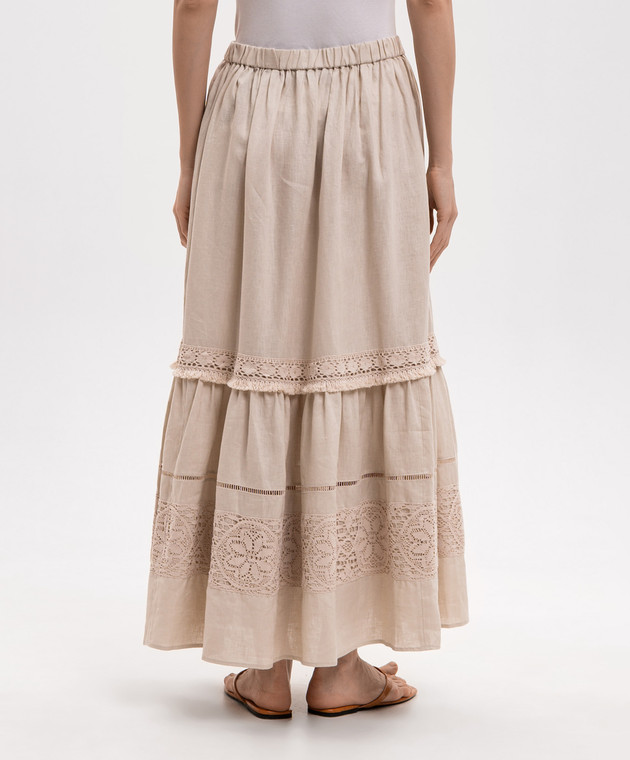 Max Mara Weekend Бежева спідниця WKIPALLORE з льону WKIPALLORE зображення 4