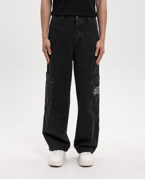 Off-White Черные брюки-карго с вышивкой логотипа 44XCF04ES26F001