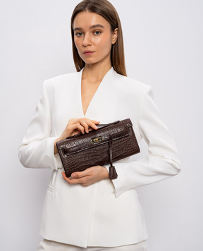 Babe Pay Pls Коричневый клатч из кожи крокодила 200327LSM