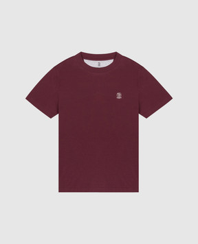 Brunello Cucinelli Детская бордовая футболка с вышивкой эмблемы B0B13T704A